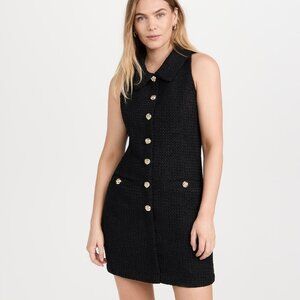 Endless Rose Black Tweed Collared Halter Mini Dress NWT, XS